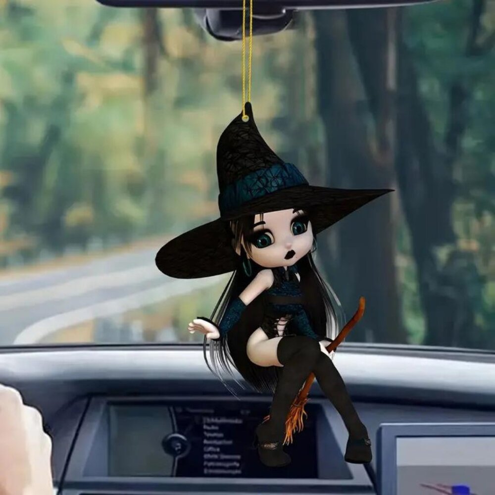 New 2D Acrylic Flat Halloween Witch Ornament